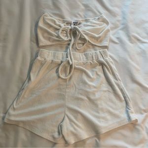 Terry Cloth Shorts & Tube Top Co-Ord Set